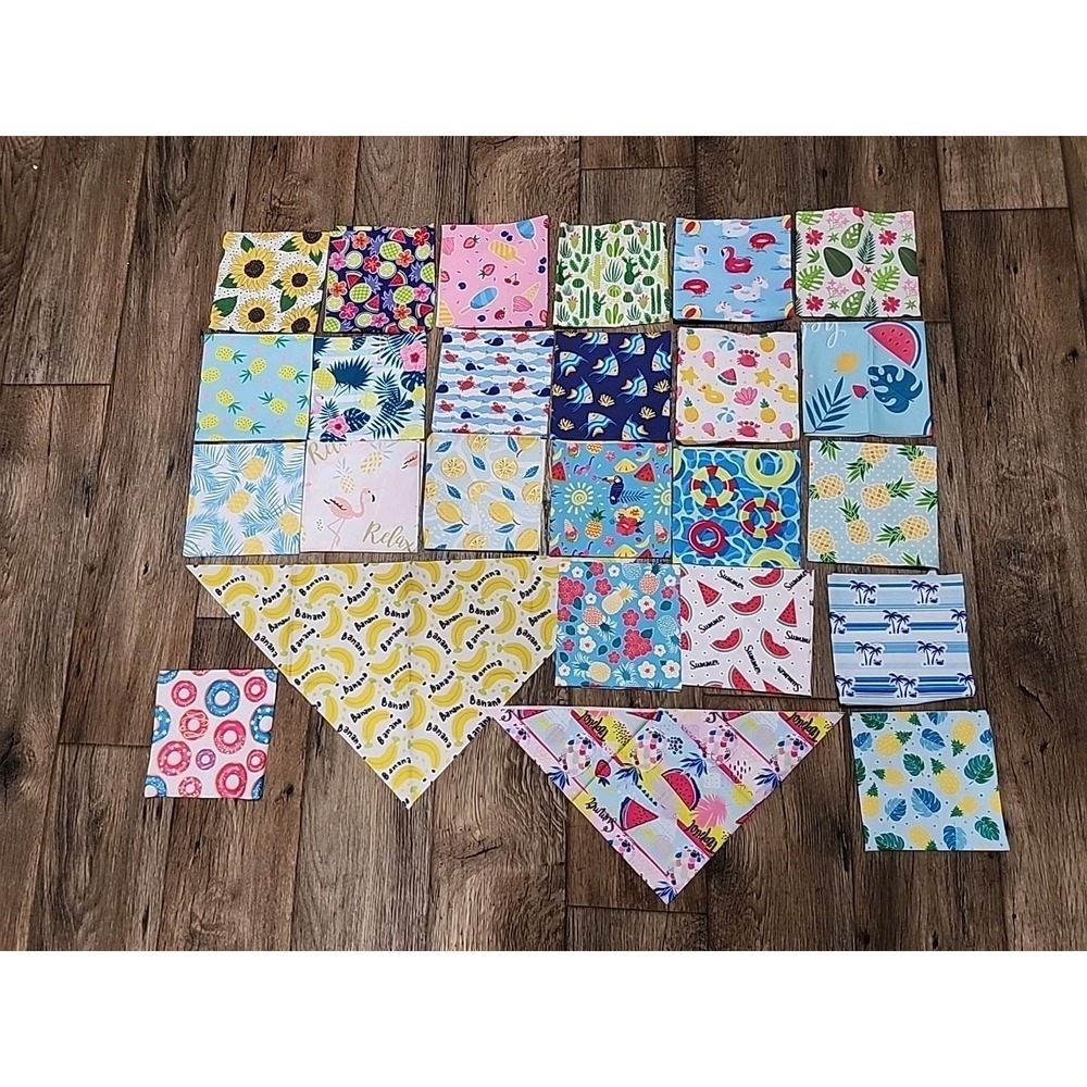 Dog Bandanas Lot of 25 Scarf Doggie Grooming Summer Styles 25 x 17 Tropical